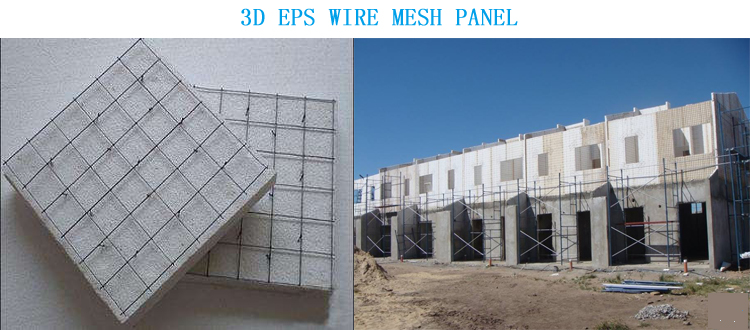 Wire mesh panel samples and a building under construction