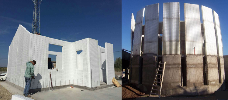 Wire mesh panel walls at construction sites